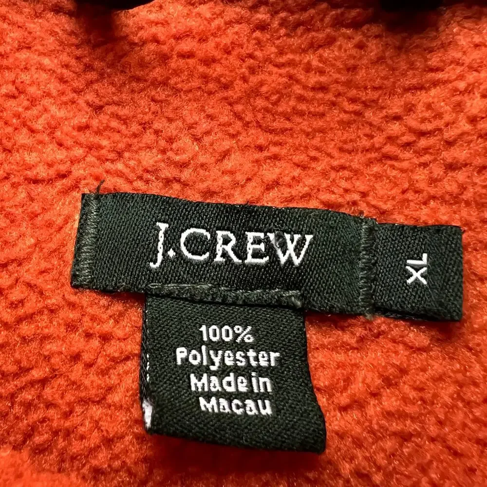 J. Crew Mens Orange Polartec ½ Zip Pullover Size XL **READ**